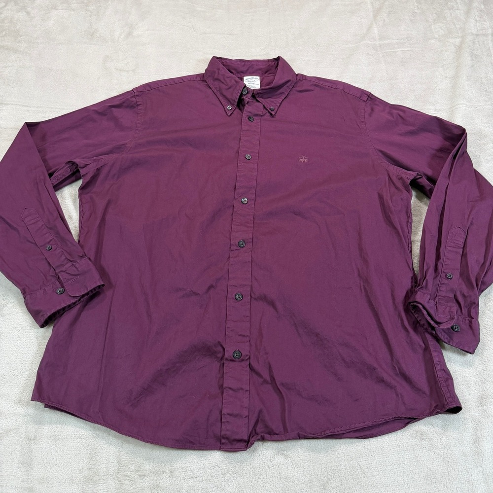 Brooks Brothers Regent Fit Shirt XL Burgundy Purple Cotton Button Down Casual